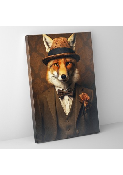 Insan Gibi Giyinmiş Hayvanlar Duvar Sanatı - Insan Gibi Giyinmiş Hayvanlar, Tilki, Retro-Esintili, Duvar Sanatı, 30X50