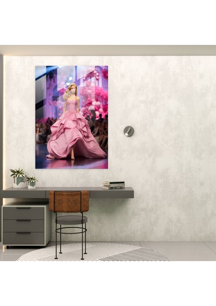 Barbie Cam Baskı - Işıltılı Podyum - Şık Duvar Dekorasyonu - Barbie, Stil, Barbie, Cam Duvar Sanatı, 30X45