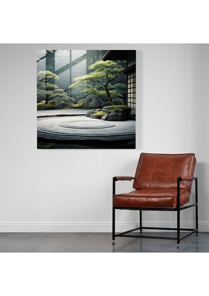 Asya Zen Cam Baskı - Asya, Japon Zen Bahçesi, Sakinleştirici Atmosfer, Minimalist, 30X30