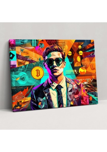Blockchain Pop Art Kanvas Tablo - Blockchain, Kripto Para Logoları, Kanvas Tablo, Blockchain, 50X30