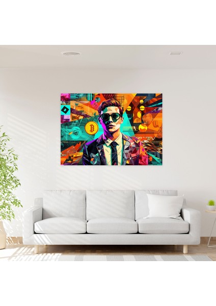 Blockchain Pop Art Kanvas Tablo - Blockchain, Kripto Para Logoları, Kanvas Tablo, Blockchain, 50X30