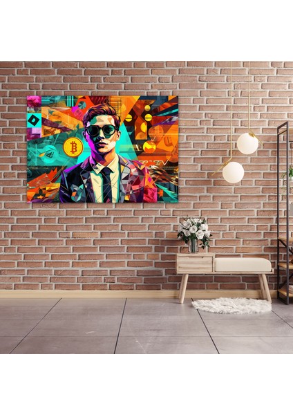 Blockchain Pop Art Kanvas Tablo - Blockchain, Kripto Para Logoları, Kanvas Tablo, Blockchain, 50X30