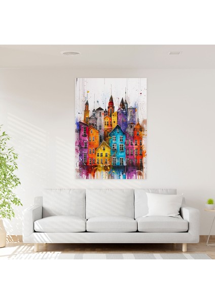Ashvin Harrison Şehir Manzarası Duvar Dekorasyonu - Ashvin Harrison, Tuhaf, Renkli Binalar, Ashvin Harrison, 30X50
