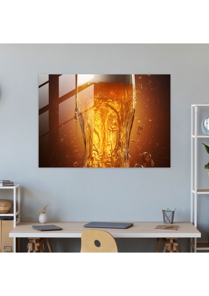 Taşan Bira Bardağı Baskı - Bira, Ev Dekorasyonu, Cam Sanatı, Duvar Süslemesi, 30X45 fiyatları
