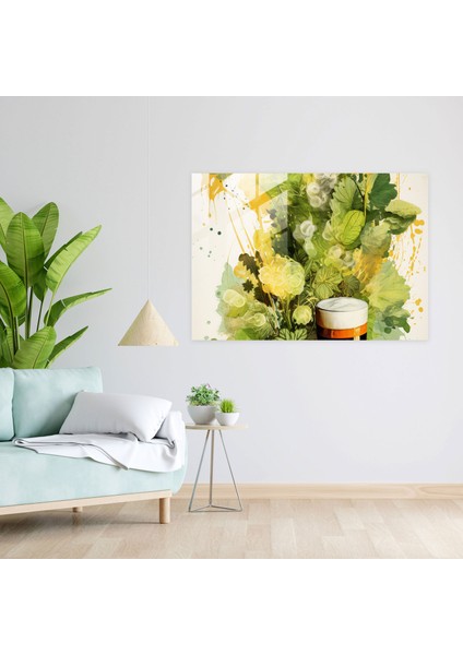 Bira Bardağı Sanatı - Bira, Modern Sanat, Cam Baskı, Şerbetçiotu, 30X45 fiyatları