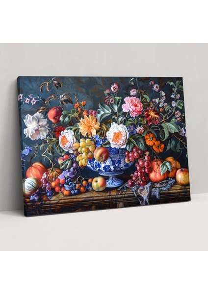 Lüks Natürmort Kanvas Tablo - Barok, Duvar Süslemesi, Kanvas Tablo, Ev Dekorasyonu, 50X30