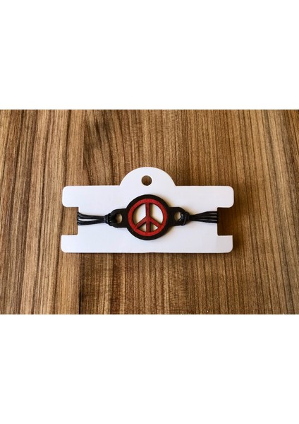 Peace Deri Bileklik(Kırmızı)