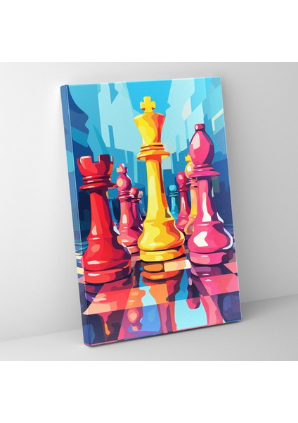 Satranç Pop Art Kanvas Tablo - Satranç, Kanvas Tablo, Duvar Sanatı, Satranç, 30X50