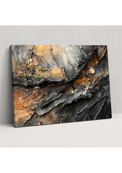 Metalik Soyut Sanat Kanvas Tablo - Soyut Sanat, Ev Dekorasyonu, Metalik Vurgular, Duvar Dekorasyonu, 50X30