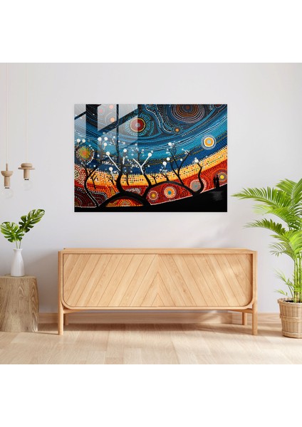 Aborijin Cam Sanatı - Geleneklerin Mozaiği - Aborijin, Aborijin Hikayesi Anlatımı, Ev Dekorasyonu, Cam Mozaik, 45X30 modelleri