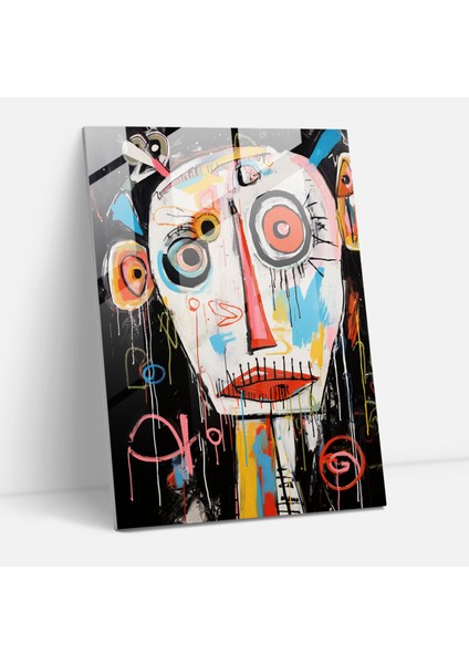 Basquiat'tan Esinlenen Cam Sanatı - Basquiat, Neo-Ekspresyonizm, Cam Baskı, Duvar Süslemesi, 25X35