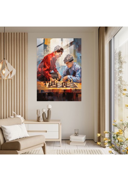 Satranç Cam Sanatı - Satranç, Canlı Renkler, Yoğunluk, Modern Sanat, 30X45
