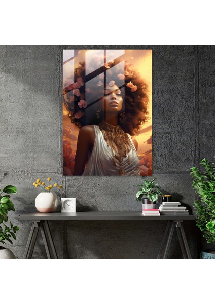 Afrika Merkezli Tanrıça Cam Baskı - Afro, Güç, Cam Baskı, Duvar Süslemesi, 50X70 fiyatları