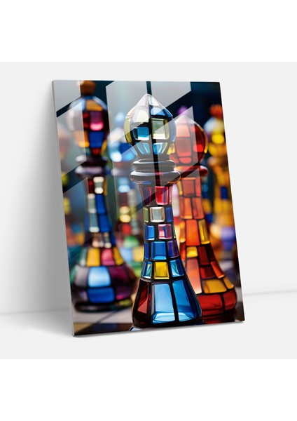 Satranç Cam Sanatı - Satranç, Cam Baskı, Mozaik Eser, Cam Sanatı, 30X45