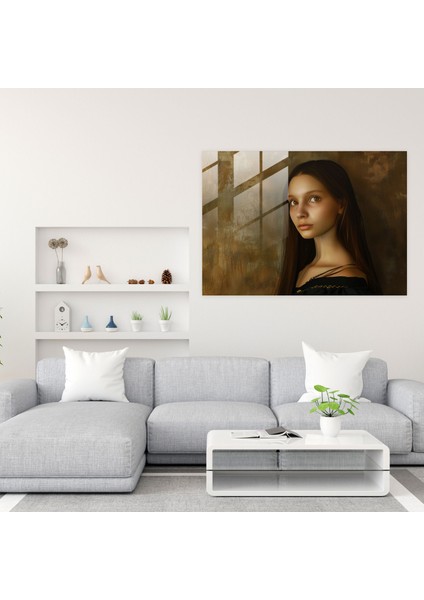 Leonardo Da Vinci Glass Wall Art - Young Woman Portrait - Leonardo Da Vinci, Leonardo Da Vinci, Glass Art, Glass Wall Art, 70X50 fiyatları