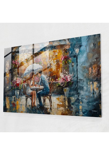 Cozy Cafe Glass Wall Art - Leonid Afremov, Home Decoration, Wall Decoration, Glass Wall Art, 45X30