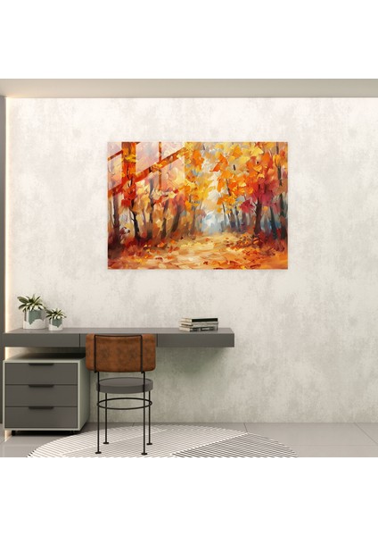 Leonid Afremov Modern Art - Whimsical Autumn Forest Scene - Leonid Afremov, Glass Print, Glass Wall Art, Leonid Afremov, 35X25