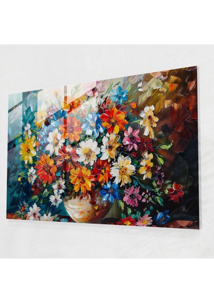 Leonid Afremov Glass Print: Colorful Flowers Glass Wall Art - Leonid Afremov, Wall Decoration, Glass Wall Art, Glass Art, 45X30