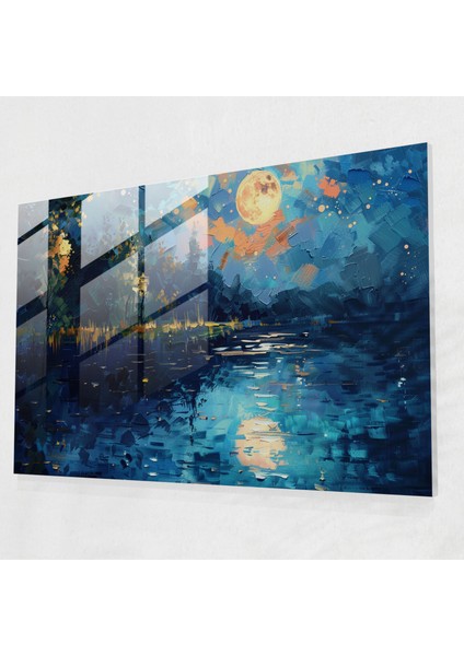 Leonid Afremov Glass Wall Art - Moonlit Lake Glass Print - Leonid Afremov, Glass Art, Glass Print, Wall Decoration, 45X30