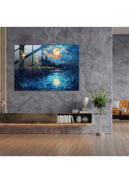 Leonid Afremov Glass Wall Art - Moonlit Lake Glass Print - Leonid Afremov, Glass Art, Glass Print, Wall Decoration, 45X30 fiyatları