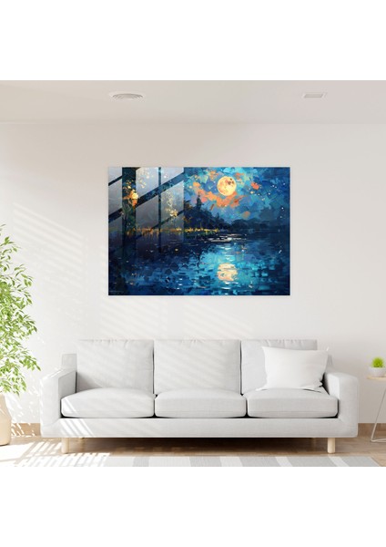 Leonid Afremov Glass Wall Art - Moonlit Lake Glass Print - Leonid Afremov, Glass Art, Glass Print, Wall Decoration, 45X30 modelleri