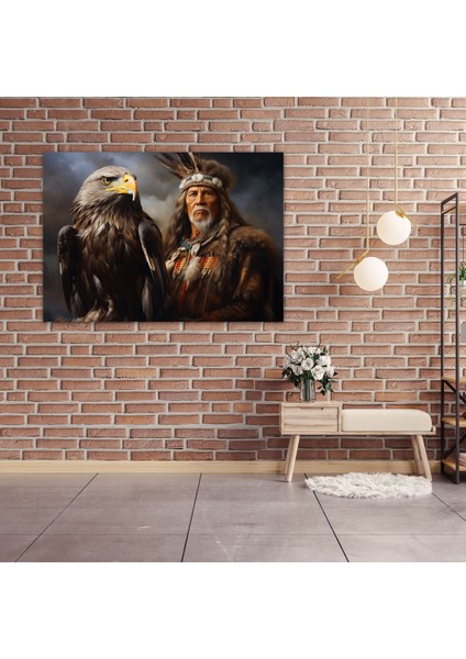 Aborijin Yaban Hayatı Kartalı Kanvas Tablo - Aborijin, Yerli Yaban Hayatı Portresi, Aborijin, Görkemli Kartal, 50X30 fiyatları