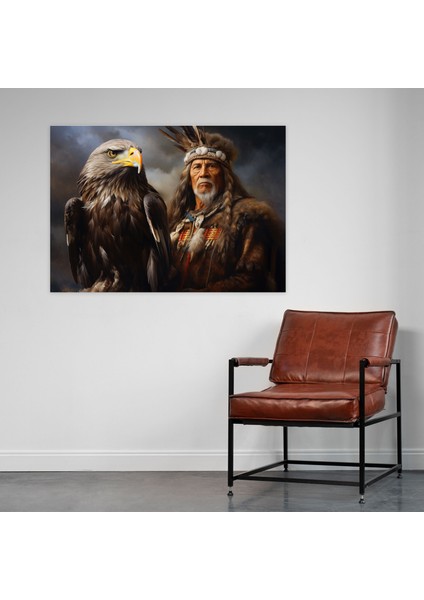 Aborijin Yaban Hayatı Kartalı Kanvas Tablo - Aborijin, Yerli Yaban Hayatı Portresi, Aborijin, Görkemli Kartal, 50X30 modelleri