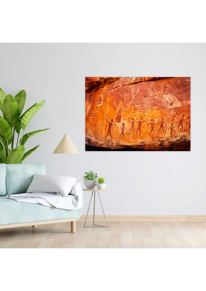 Aborijin Kanvas Tablo - Antik Kaya Sanatı - Aborijin, Ev Dekorasyonu, Antik Sanat, Kanvas Tablo, 50X30 modelleri