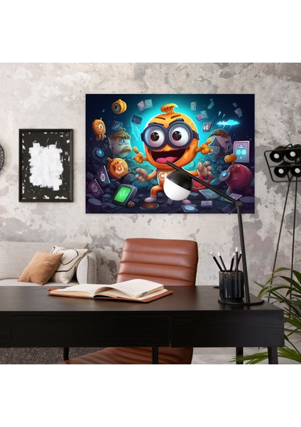 Blockchain Karikatür Kanvas Tablo - Blockchain, Dost Blockchain Karakteri, Kanvas, Dijital Varlıklar, 50X30 fiyatları