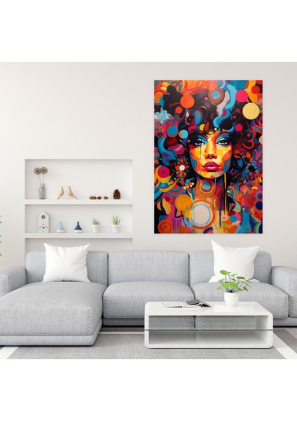Afro Soyut Kanvas Tablo - Afro, Kanvas Tablo, Duvar Dekorasyonu, Renkli Desenler, 30X50