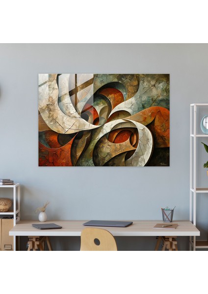 Dünyevi Organik Cam Baskı - Soyut Sanat, Ev Dekorasyonu, Duvar Dekorasyonu, Modern Sanat, 45X30 fiyatları
