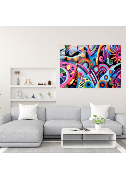 Canlı Desenler Soyut Sanat Modern Sanat - Soyut Sanat, Cesur Desenler, Soyut Sanat, Cam Baskı, 45X30 modelleri