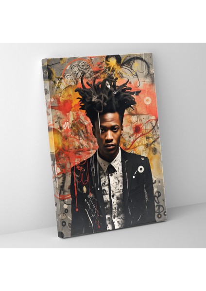 Basquiat Duvar Sanatı - Gerçeküstü Kompozisyon - Basquiat, Düşündürücü, Çeşitli Unsurlar, Duvar Sanatı, 30X50