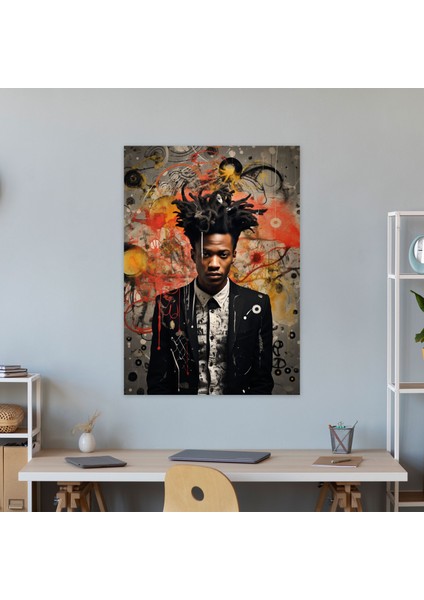 Basquiat Duvar Sanatı - Gerçeküstü Kompozisyon - Basquiat, Düşündürücü, Çeşitli Unsurlar, Duvar Sanatı, 30X50