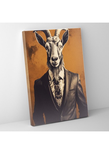 Insan Gibi Giyinmiş Hayvanlar Duvar Tablosu - Insan Gibi Giyinmiş Hayvanlar, Kanvas Tablo, Insan Gibi Giyinmiş Hayvanlar, Özel Takım Elbiseli Keçi, 30X50