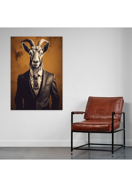 Insan Gibi Giyinmiş Hayvanlar Duvar Tablosu - Insan Gibi Giyinmiş Hayvanlar, Kanvas Tablo, Insan Gibi Giyinmiş Hayvanlar, Özel Takım Elbiseli Keçi, 30X50