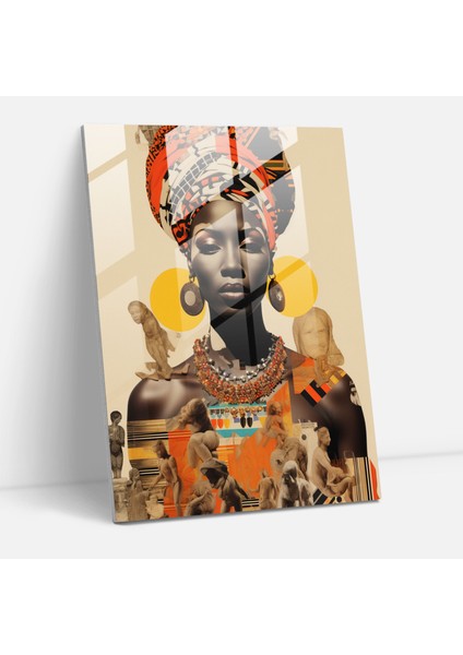 Afrocentric Kolaj Cam Baskı - Afro, Cam Sanatı, Afrocentric, Afro, 50X70