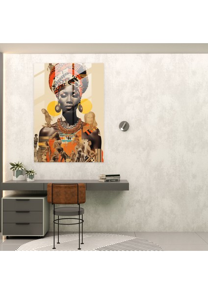 Afrocentric Kolaj Cam Baskı - Afro, Cam Sanatı, Afrocentric, Afro, 50X70