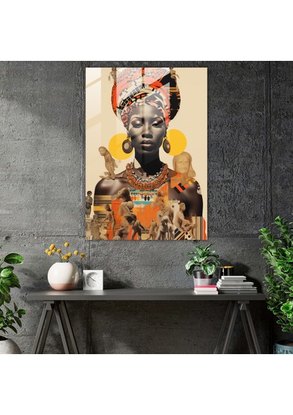 Afrocentric Kolaj Cam Baskı - Afro, Cam Sanatı, Afrocentric, Afro, 50X70