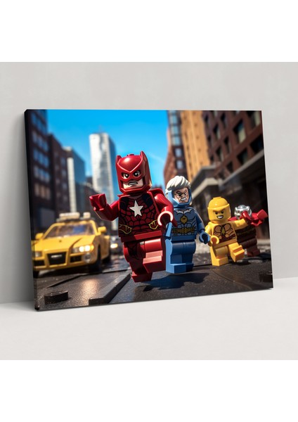 LEGO Superhero Glass Wall Art - Lego, Dynamic Action Poses, Glass Art, Heroism, 45X30