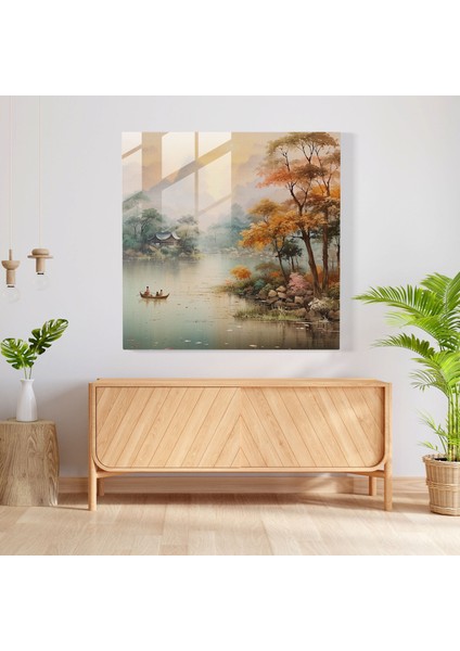 Asya Huzuru Cam Baskı - Asya, Cam Duvar Sanatı, Toprak Tonları, Sakin, 30X30