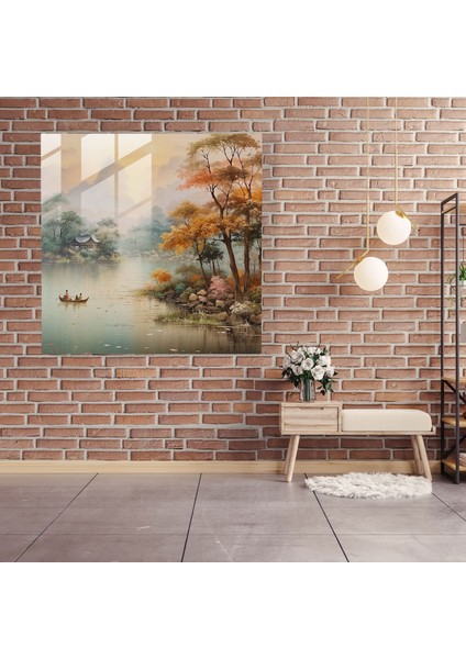 Asya Huzuru Cam Baskı - Asya, Cam Duvar Sanatı, Toprak Tonları, Sakin, 30X30