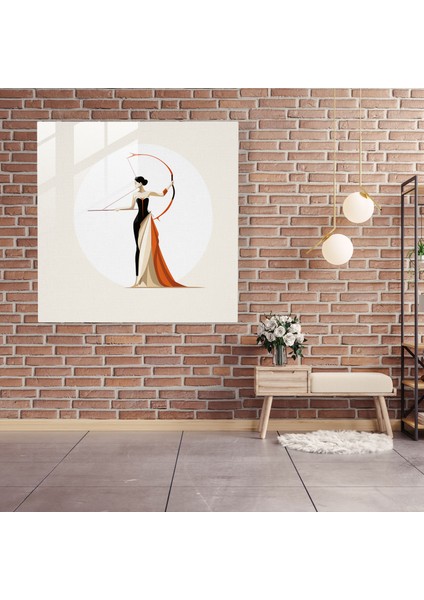Minimal Amazon Cam Baskı - Amazon Kadınları, Yay ve Ok, Minimalist Illüstrasyon, Duvar Dekorasyonu, 40X40 fiyatları