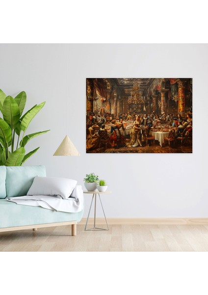 Barok Tarzı Resim Duvar Sanatı - Barok, Duvar Süslemesi, Kraliyet Ziyafet Sahnesi, Barok Tarzı Resim, 50X30