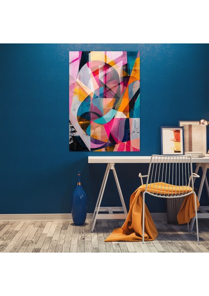 Aksiyon Tablo Cam Baskı - Renkli Geometrik Soyutlama - Aksiyon Tablo, Geometrik Şekiller, Cam Baskı, Ev Dekorasyonu, 30X45