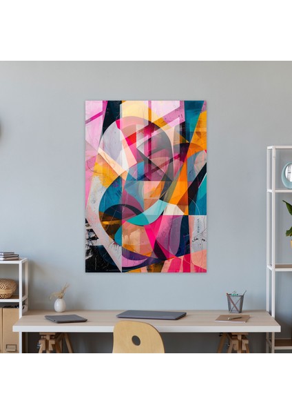 Aksiyon Tablo Cam Baskı - Renkli Geometrik Soyutlama - Aksiyon Tablo, Geometrik Şekiller, Cam Baskı, Ev Dekorasyonu, 30X45 fiyatları
