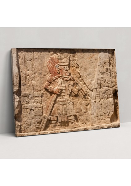 Antik Silahlar Duvar Sanatı - Mızraklı Maya Savaşçısı - Antik Silahlar, Ev Dekorasyonu, Antik Silahlar, Duvar Sanatı, 50X30