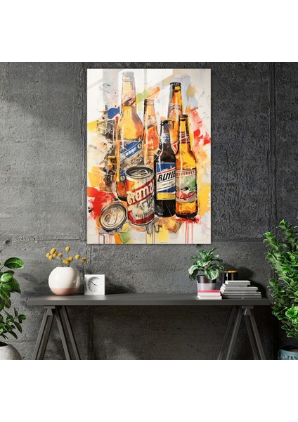 Bira Bardağı Sanatı - Bira, Cam Baskı, Sanat ve Biranın Birleşmesi, Cam Duvar Sanatı, 30X45 modelleri