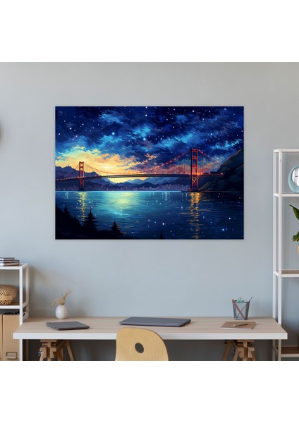 Boğaz Köprüsü Duvar Dekorasyonu - Boğaz Köprüsü, Ev Dekorasyonu, Pixel Art, Kanvas Tablo, 50X30 modelleri