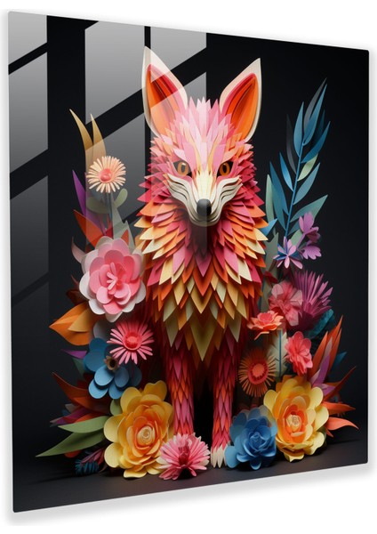 Asya Origami Cam Baskı - Asya, Çiçek, Cam Baskı, Cam Duvar Sanatı, 30X30
